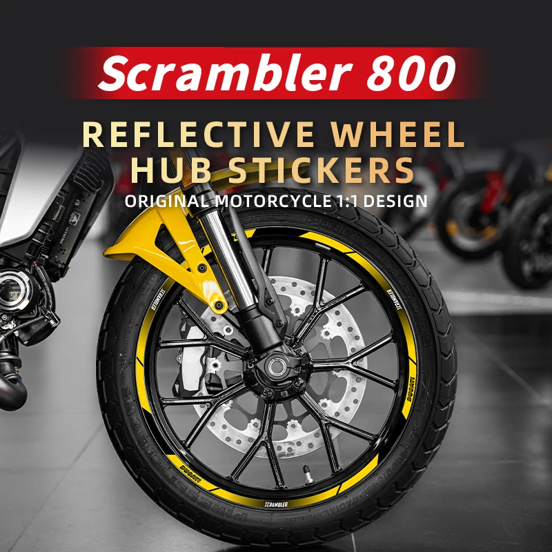 Used For 2024 DUCATI SCRAMBLER ICON 800 Safety Reflective Wheel Hub Sticker Rim Decoration Protection Refit Decals Attachment