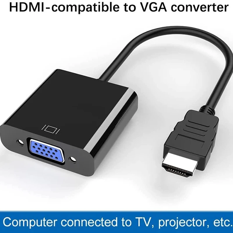 HDMI-compatible to VGA Adapter Cable 1080P Video Converter for Laptop Projector