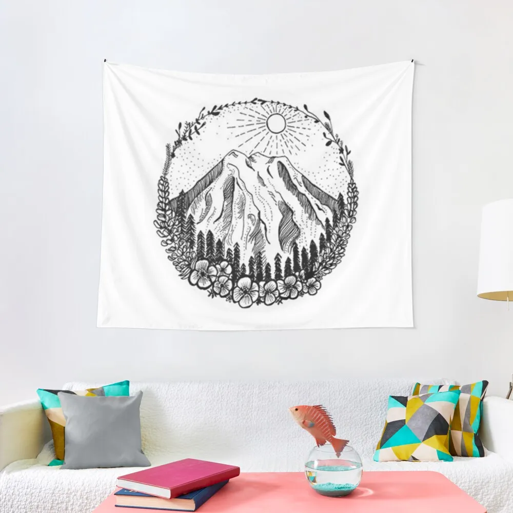 

Mountains flowers Tapestry Aesthetic Room Decoration Mushroom Tapestry