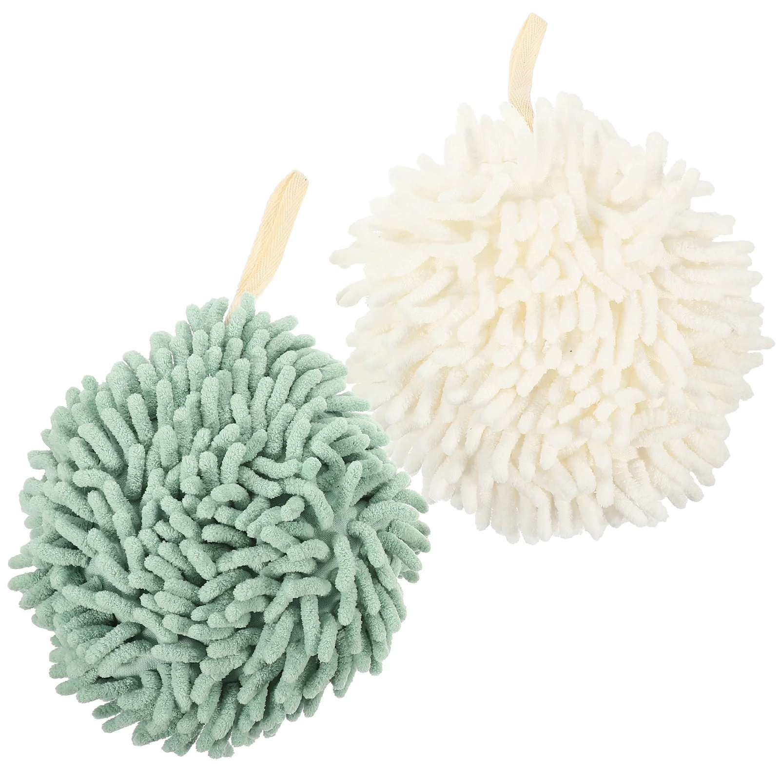 

2 Pcs Hand Towel Water Absorbent Drying Hanging Kitchen Towels Chenille Thicken