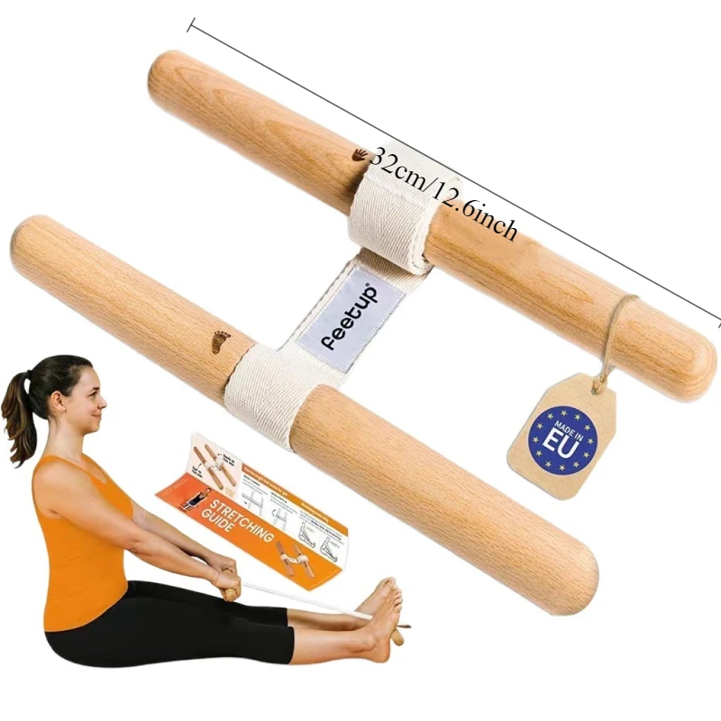 Portable Stretching Bar with Beechwood Handle - Resistance Band Fitness Tool for Yoga, Home Gym & Gymnastic Training (Compact)