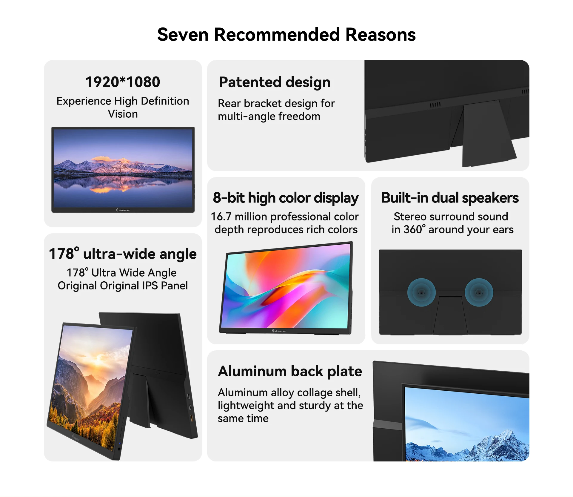 Adremer FHD 1080P IPS ޴ ȭ,  ۾ ü  3.0 C Ÿ ̽, 60Hz  ħ, 15.6 ġ