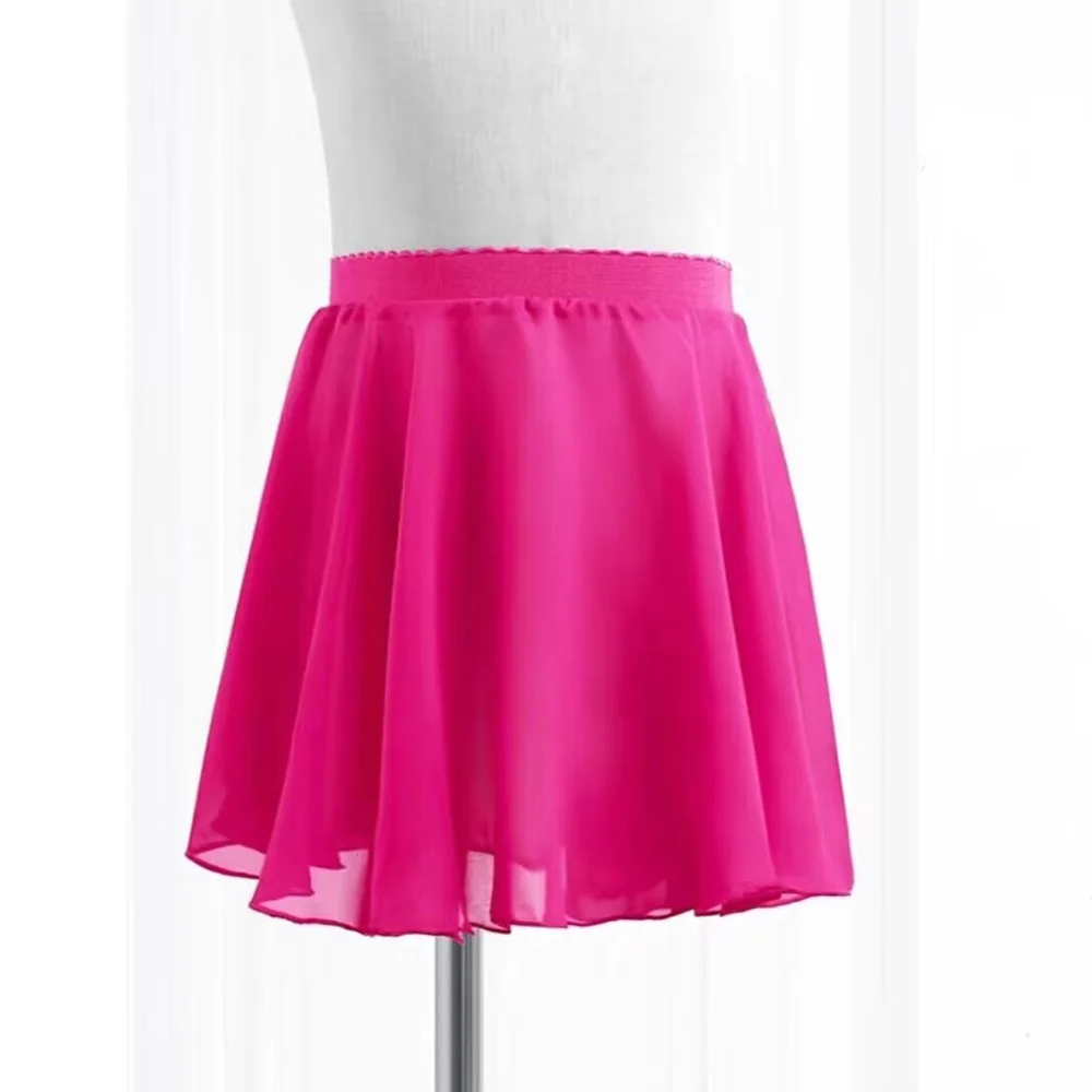 USHINE Girls Kids Ballet Skirt Sheer Chiffon Ballet Tutu Pink Kids Gymnastics Leotard Skirts Dance Skirt