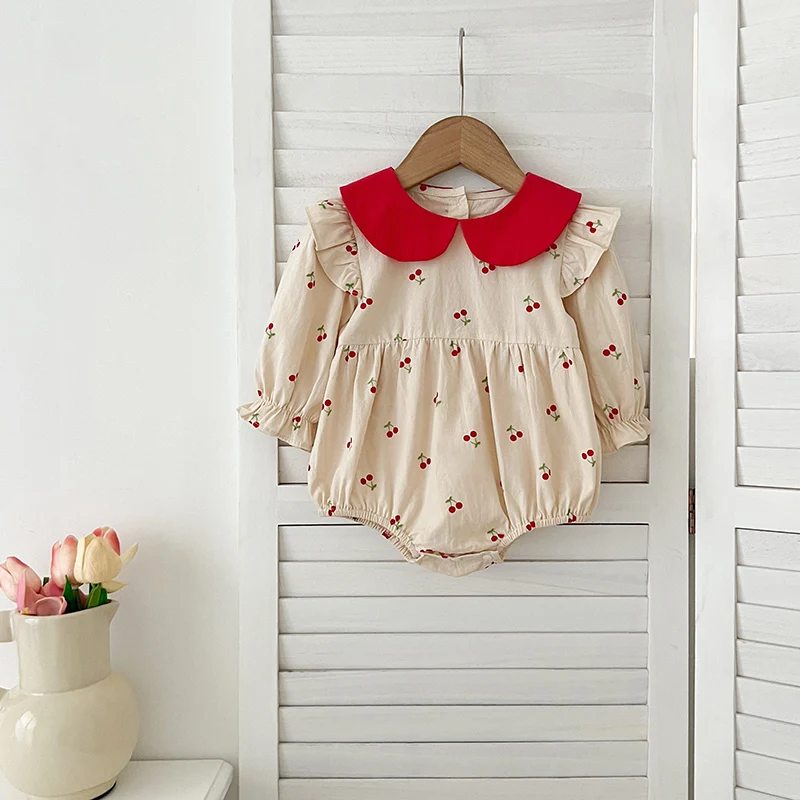 Autumn Spring New Baby Girls Dress ​Long Sleeve Princess Dress Embroider Floral Cotton Baby Romper Family Matching Sister Outfit 2