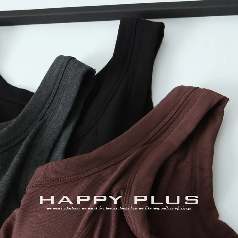 XXXXL Fashion Plus Size Women's Tank Top Premium Wide Shoulder Strap Fixed Chest Cup Warm Wear Undergarments For Autumn Winter