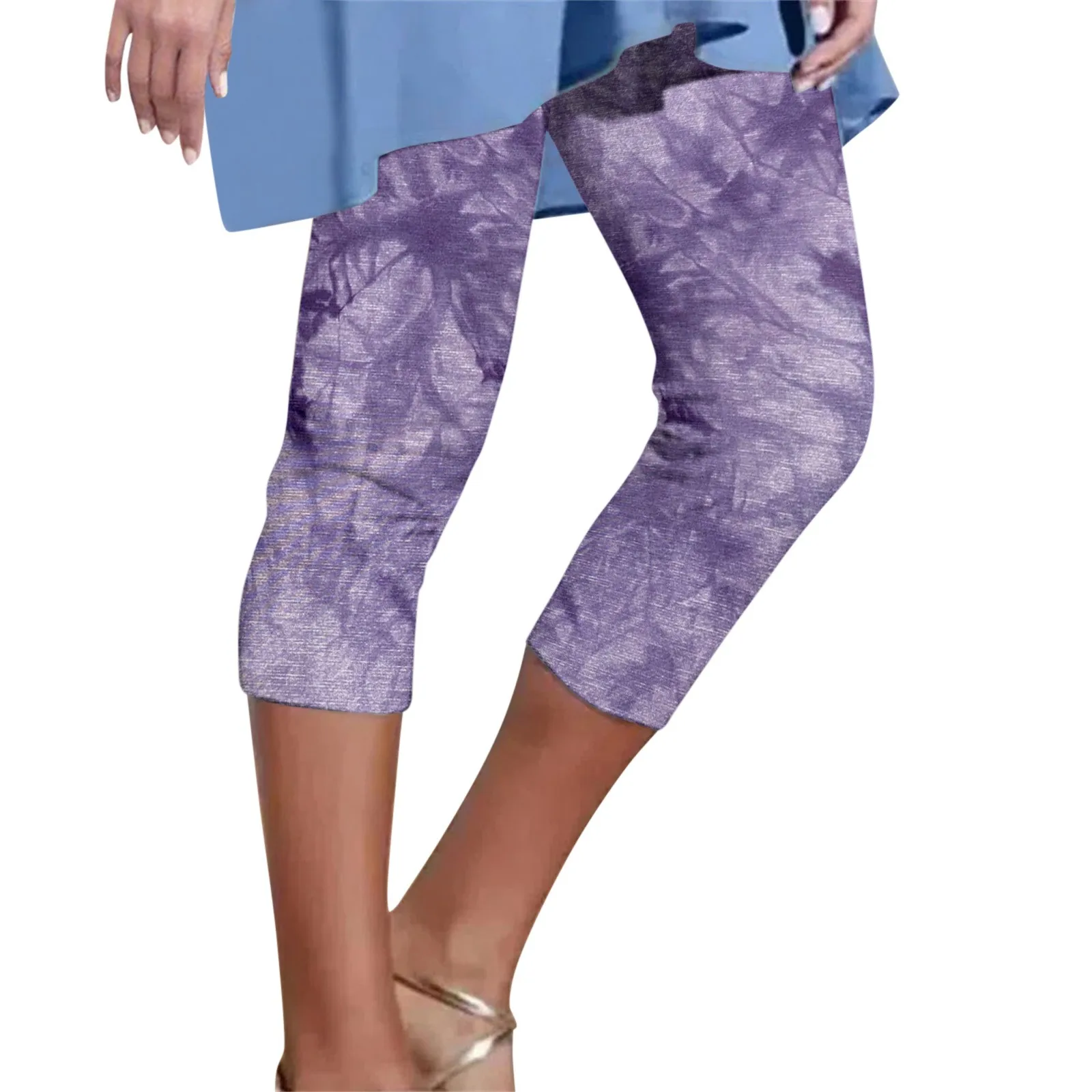 

3/4 Leggings For Women High Waisted Print Colorful Leggings Casual Athletic Tights Women's Sheathing Yoga Workout Cropped Pants