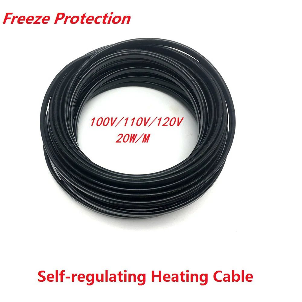 Self Regulating Heating Cable 8Mm Drain Water Pipe Freeze Protection 20W/M Defrost Snow Melting Wires 20m