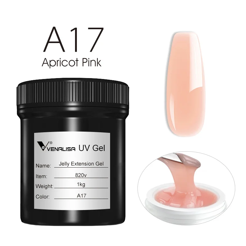 VENALISA 젤리 젤 대용량 1L 젤리 누드 컬렉션 불타지 않는 UV LED 소프트 익스텐션 젤 네일 젤 네일 매니큐어