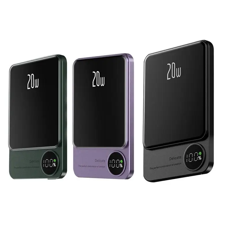 

Wireless Magnetic Power Bank 5000mAh Battery Pack ForApple Iphon E Portable Aluminum Alloy Back Clip Wireless Charger Power Bank