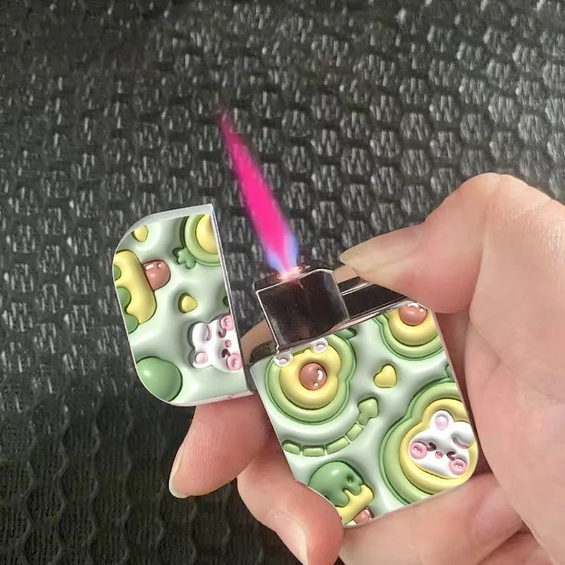 

Cartoon Cute Pink Flame Gas Transparent Lighter Girl High Beauty Creative Windproof