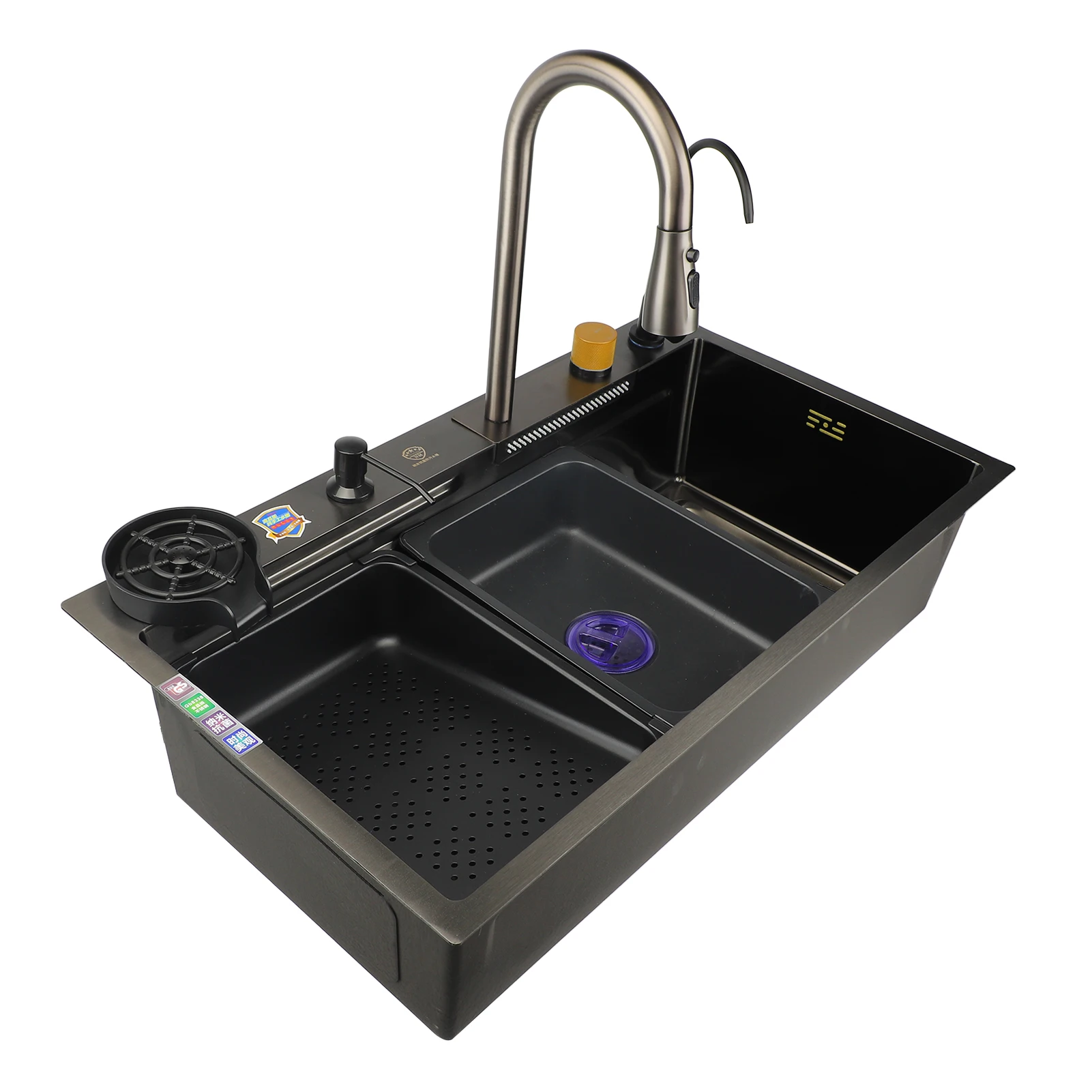 1 Set Kitchen Sink Professional Modern Simple Style Thickened Large Capacity Undermount Stainless Steel Sink for Home Kitchen
