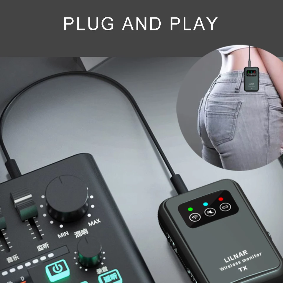 Système Intra-auriculaire Sans Fil 2,4 GHz - Émetteur/récepteur Pour Musiciens - Faible Latence (<4 Ms), Portée 30 M - Autonomie 8h - Studio/scène
