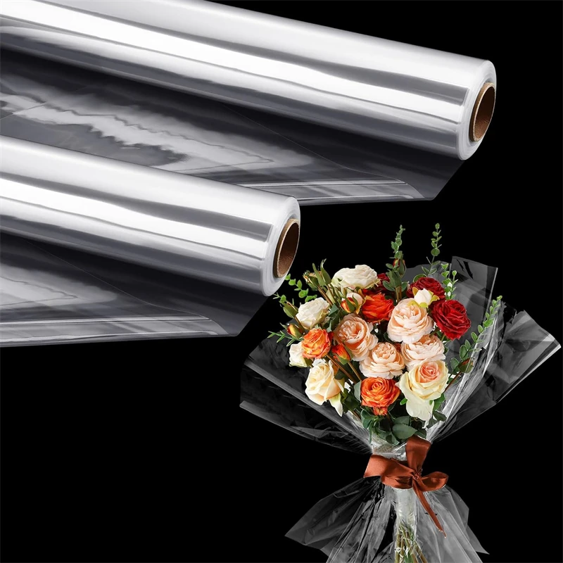 لفة تغليف السيلوفان الشفاف لباقة الزهور للهدايا ، سلال تغليف الفنون الحرفية ، ورق تغليف السيلوفان