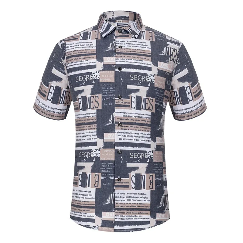 Short Sleeve Shirt Beachwear Printed Bamboo Fiber Stretch