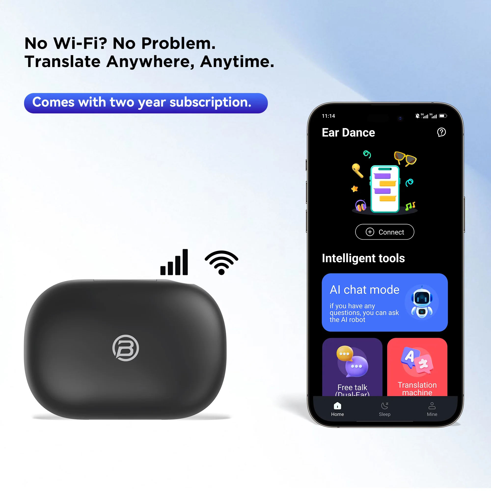 BUGANI AI translation earbuds, real-time translation into 134 languages, 3 in 1 earphones, 5.4 wireless earphones, touch control 5
