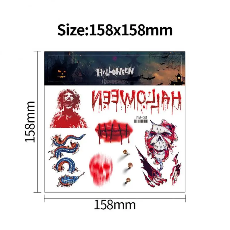 

Halloween Non-toxic The Color Is Bright Not Easy To Fall Off The Printing Pattern Is Clear Terror Elements Face Stickers Bloody