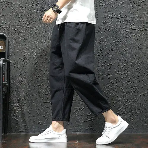 신제품 클래식 루즈 핏 캐주얼 포켓 바지 남성용, 허리 끈 빠른 건조 조수 패션 2023 3