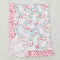 Wholesale Toddler Easter Flannel Children Rabbit Floral Thin Quilt Baby Girl Kids Flower Bedding Fleece Blanket
