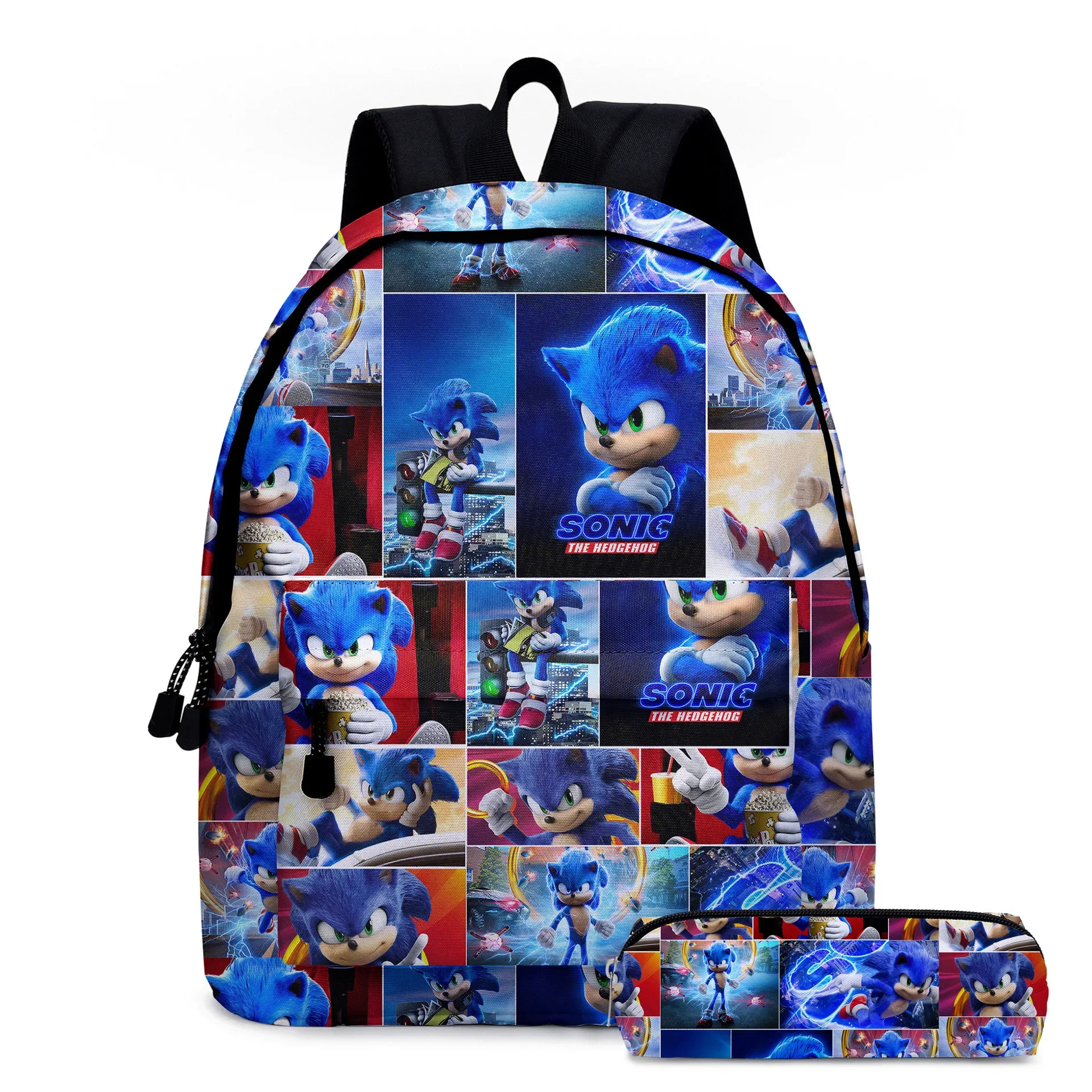 

Two-piece Cartoon Game Peripheral SonicDrawstring Pocket Male and Female Students School Bag Anime Zipper Backpack Birthday Gift