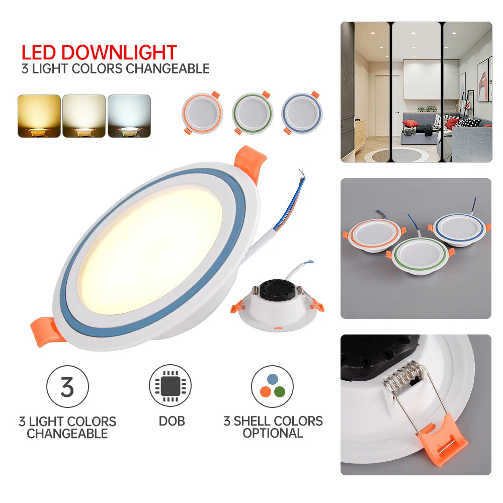 10pcs/lot LED Downlight Mini Spotlight Tri-color Variable Slim Ceiling Light Recessed Grille Panel Lamp for Home Bathroom Hotel