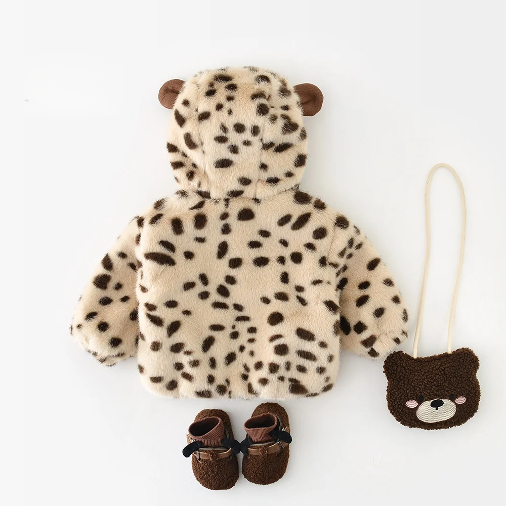 Winter Baby Mädchen Kleidung Leopardenmuster Kapuzenmantel Warme Fleece Gefütterte Jacke für 6M-3Y Kinder – Detail 15