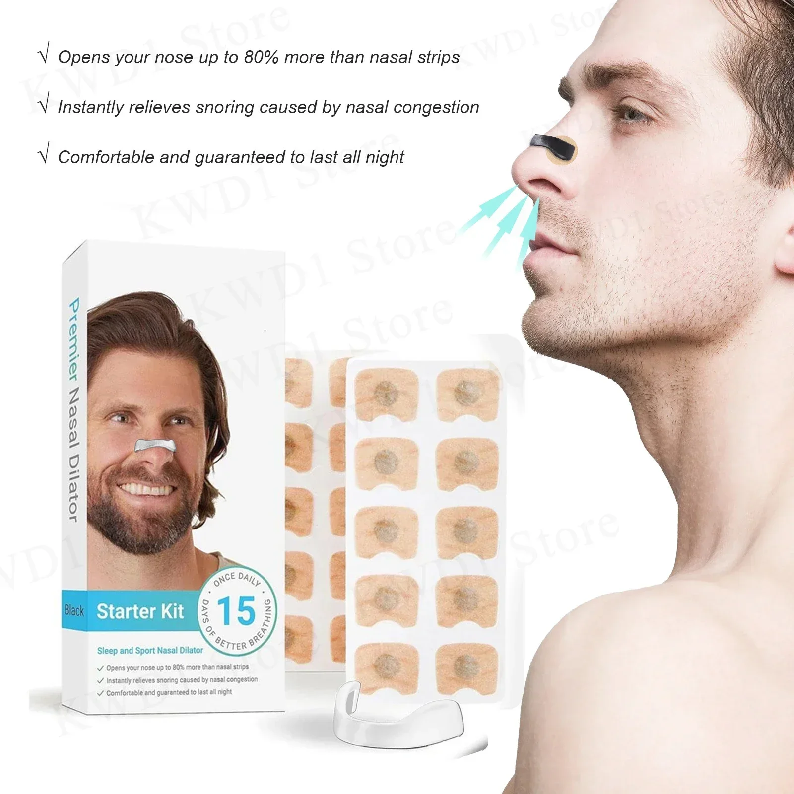 15-30Pairs Magnetic Nasal Strips Nasal Breathing Dilators Kits Increase Air Intake Improve Sleeping Reduce Snoring for Nighttime 4