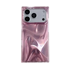 Luxury Pink Silk Texture Glossy Shockproof Phone Cover - iPhone 15 (Pink)