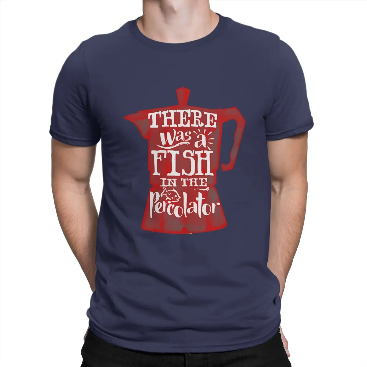 thumbnail image 1 of Camiseta con estampado vintage "Había un pez en la cafetera" para hombre, camiseta creativa de Twin Peaks, camiseta de manga corta con cuello redondo., 1 of 7