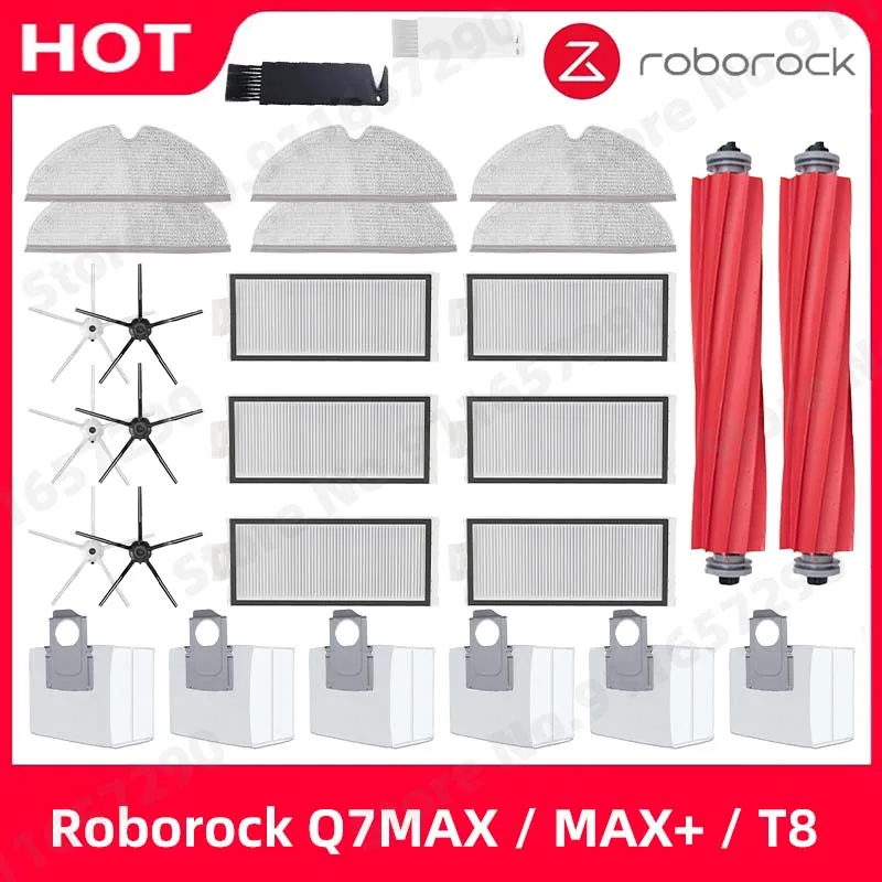 Roborock Q7 Max+ Q7 Plus T8 Parts Hepa Filter Side Brush Main Brush Cover Mop Rag Replacemen Robot Vacuum Cleaner Accessories
