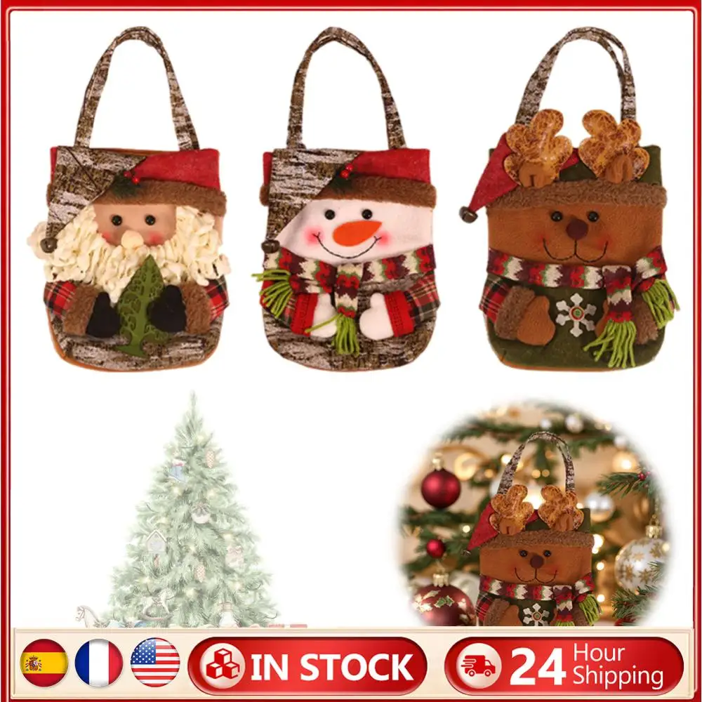 Christmas Cartoon Candy Bag with Handle for Holiday Decoration