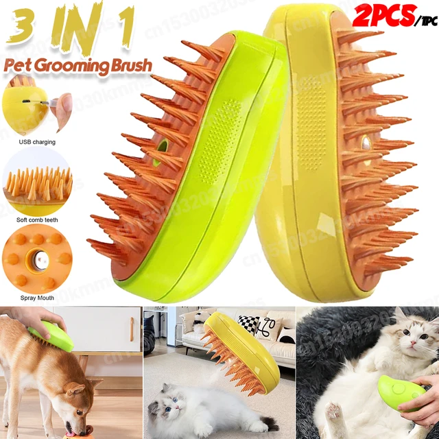 Cepillo de vapor para gatos, pulverizador eléctrico para el pelo de gatos,  3 en 1, para masaje, aseo de mascotas, cepillo para quitar el pelo de gatos  - AliExpress