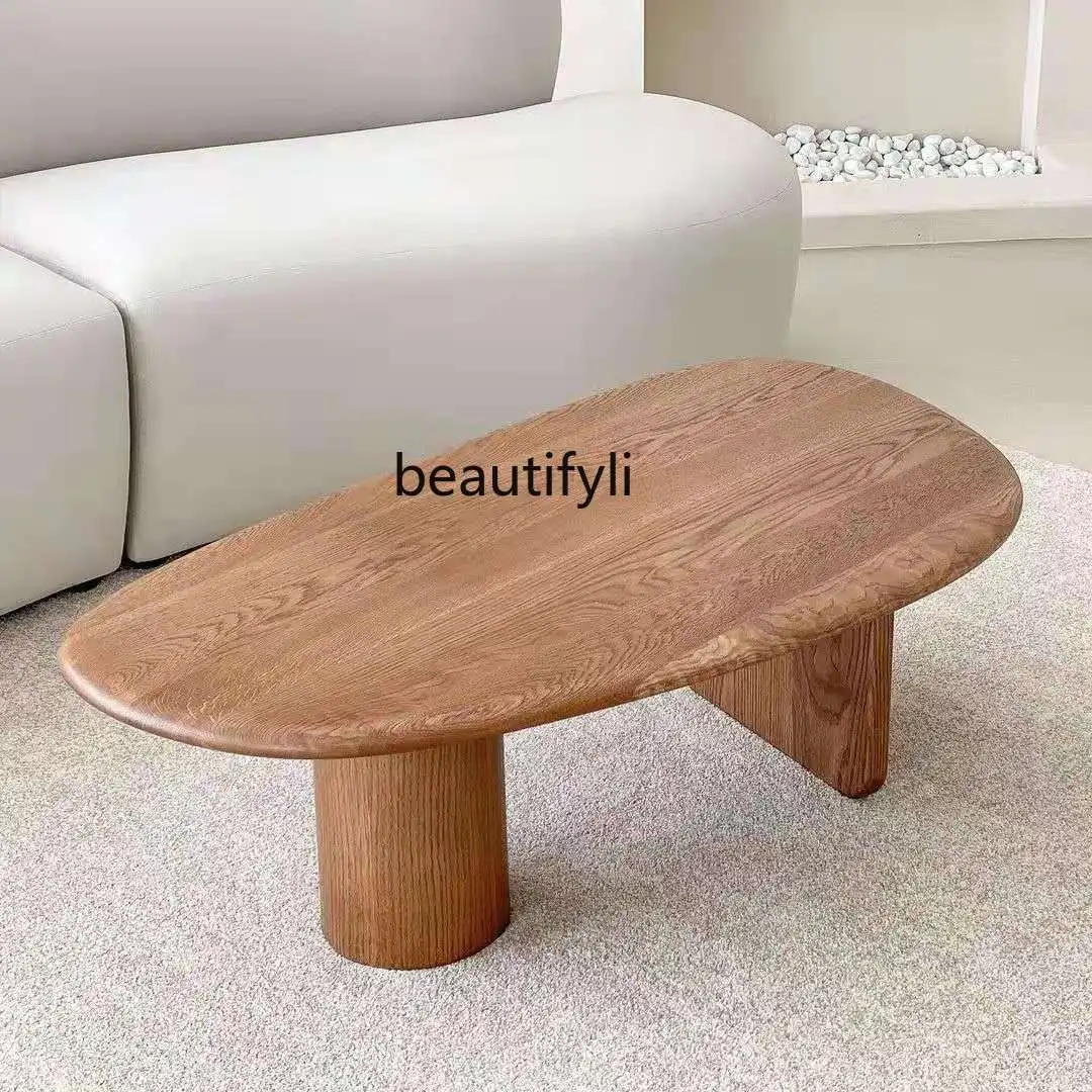 

zqSimple Nordic Style Light Luxury Living Room Wooden Triangle Rounded Wooden Tea Table Side Table Small Table