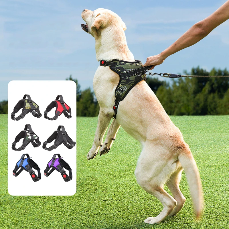 New Dog Harness Vest Reflective Adjustable Pet Chest Strap Outdoor Training Dog Collars Harness Lead for Small Medium Large Dogs puppy collars