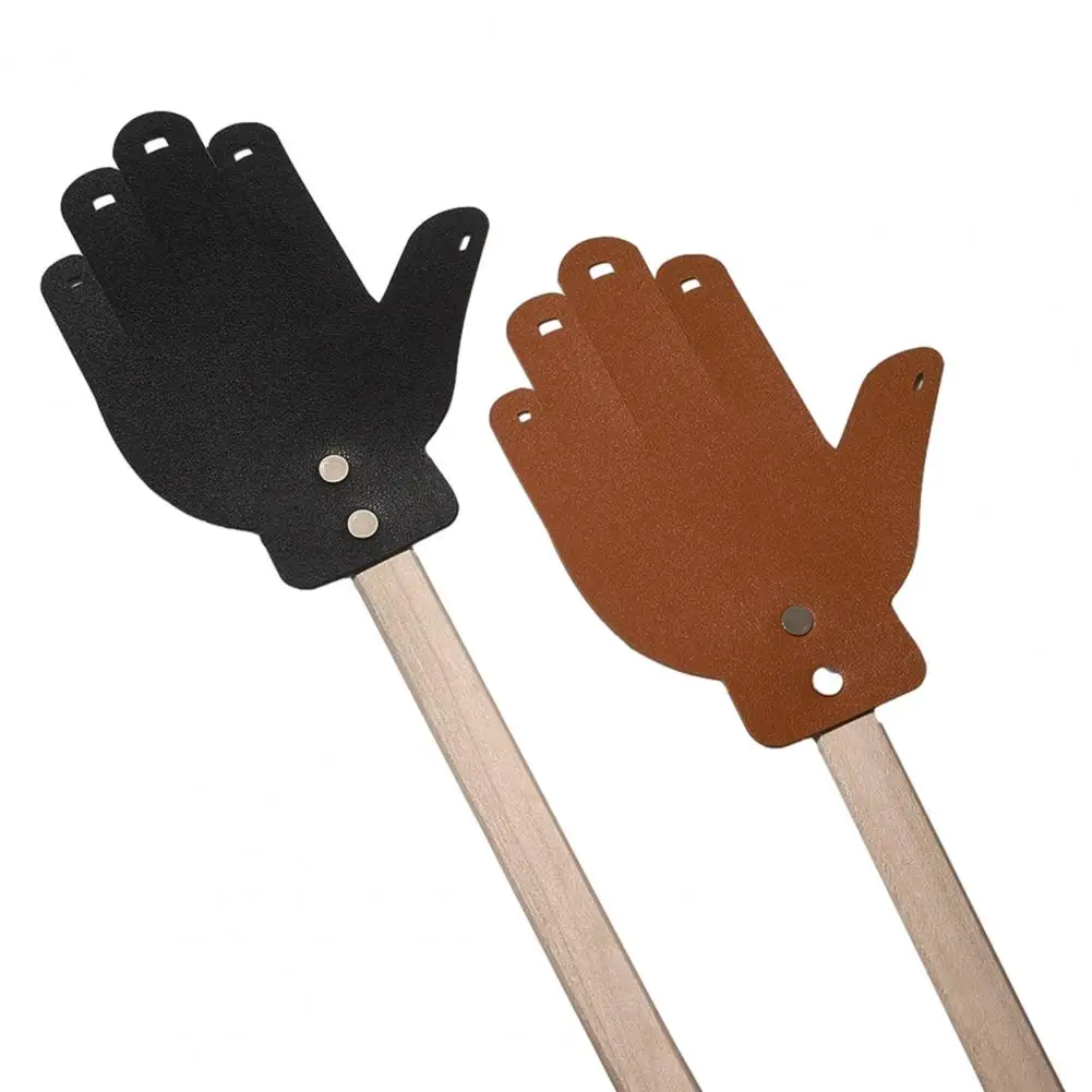Durable Wooden Handle Fly Swatter Double-sided Faux Leather Fly Swatter Durable Faux Leather for Efficient for Effective