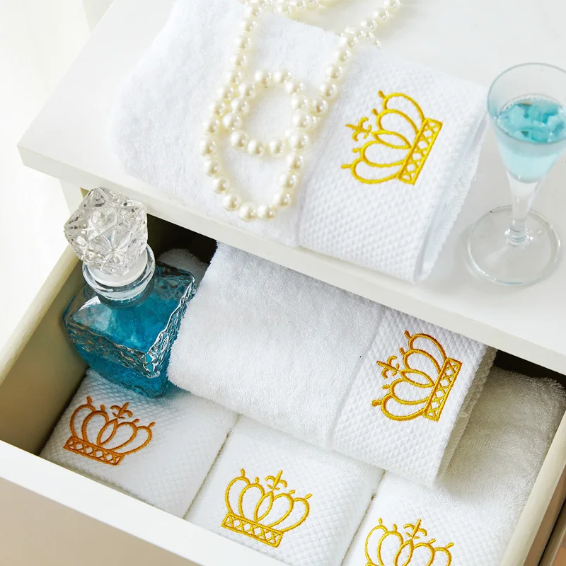 Embroidered Crown Bath Towel 5stars Hotel Towels 100% Quality Towel Set Washcloths towels bathroom large Face Towel Bath