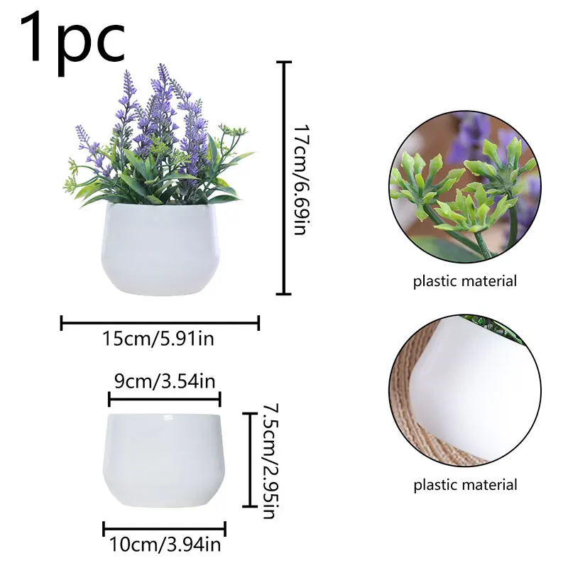 1PC, 인공 꽃 라벤더 화분, 집, 레스토랑, 사무실 DIY 데스크탑 디스플레이 랙 배치 장식