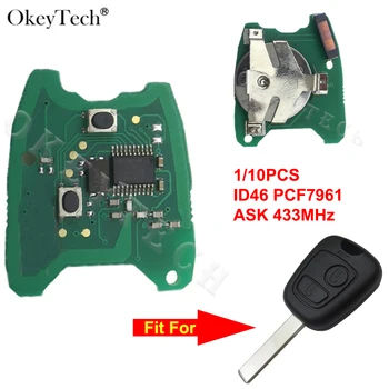Okeytech 1/10 circuito stampato chiave auto ASK 433Mhz ID46 PCB telecomando per Citroen Saxo Picasso Berlingo per Peugeot 206 307 207
