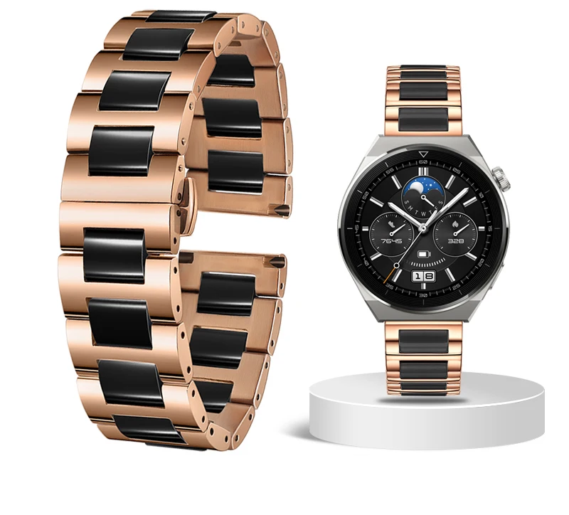 Premium Ceramic Wristband in White and Black for Smart Watches - Stylish Universal Replacement Strap for Men and Women