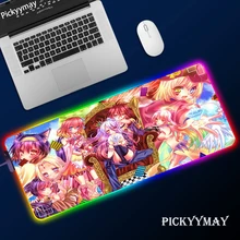 No Game No Life Gaming LED Mouse Pad RGB Backlight Mat 900x400 Gamer XXL Computer Mousepad Hyper Non Slip Rubber Desk Mat For PC