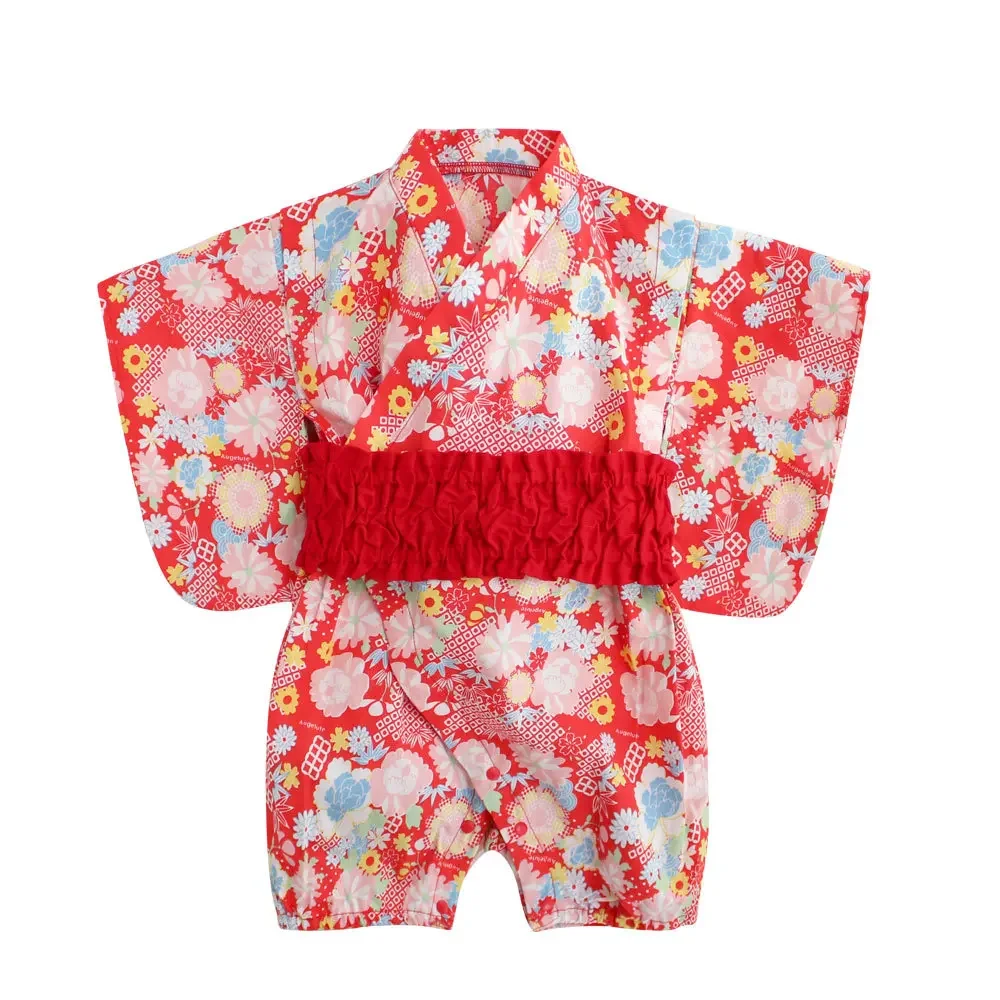 Retro Kimono Summer Baby Girl Boy Clothes Romper Jumpsuit Short-sleeved Bathrobe Newborn Baby Jumpsuits Playwear Cute Custume 3