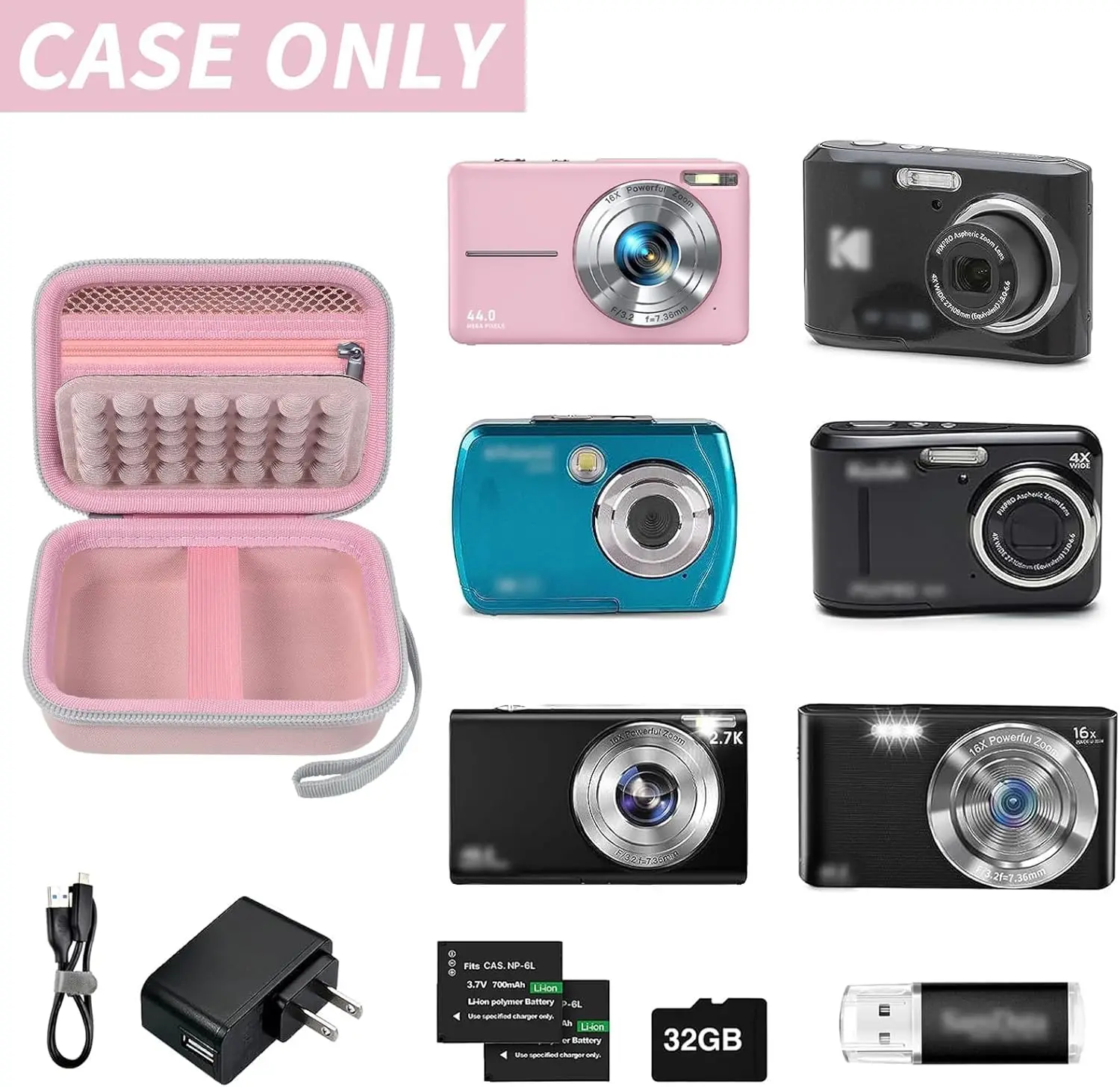 Digital Camera Case for CAMKORY/for Kodak Pixpro/for VAHOIALD/for Sony DSCW800 830/ for Canon PowerShot 180 190. Storage bag 2