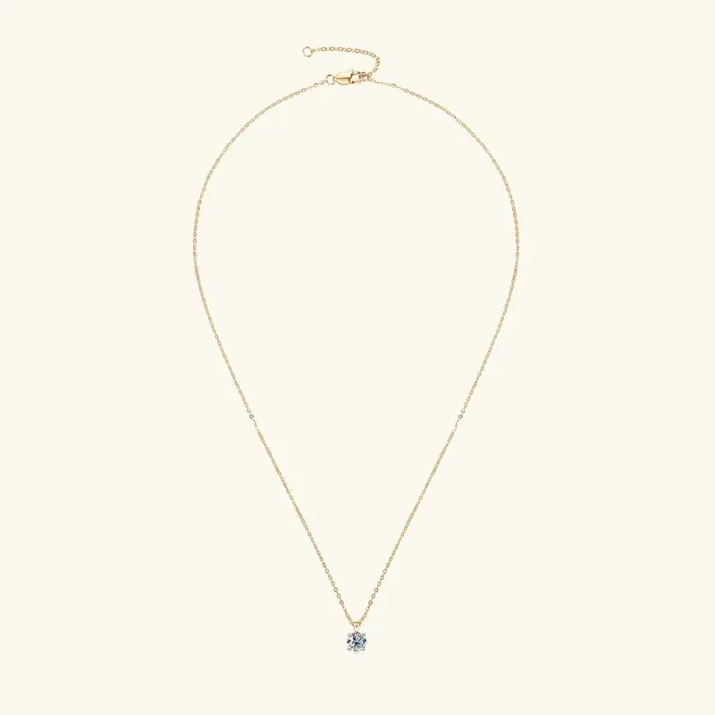6.5mm 1.0 Carat D Moissanite Solitaire Drop Necklaces 18k Gold Plated Pendant Original Real 925 Silver Chain Jewelry for Women