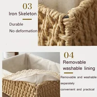 1pc Handmade Rattan Storage Basket, Desktop Rattan Storage Basket with Removable Lace Lining, Suitable for Cosmetic Storage 6