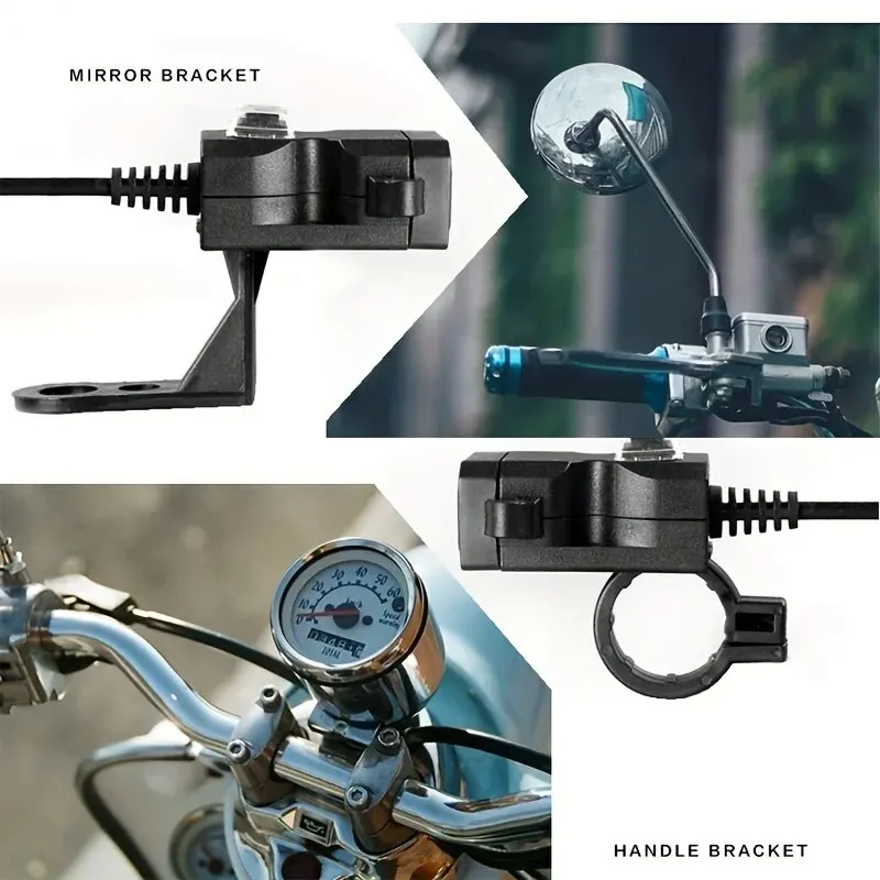 1pcs Motorcycle charger Dual USB Charger Adapter Rearview Mirror Waterproof Power Supply Socket iPhone Samsung Huawei