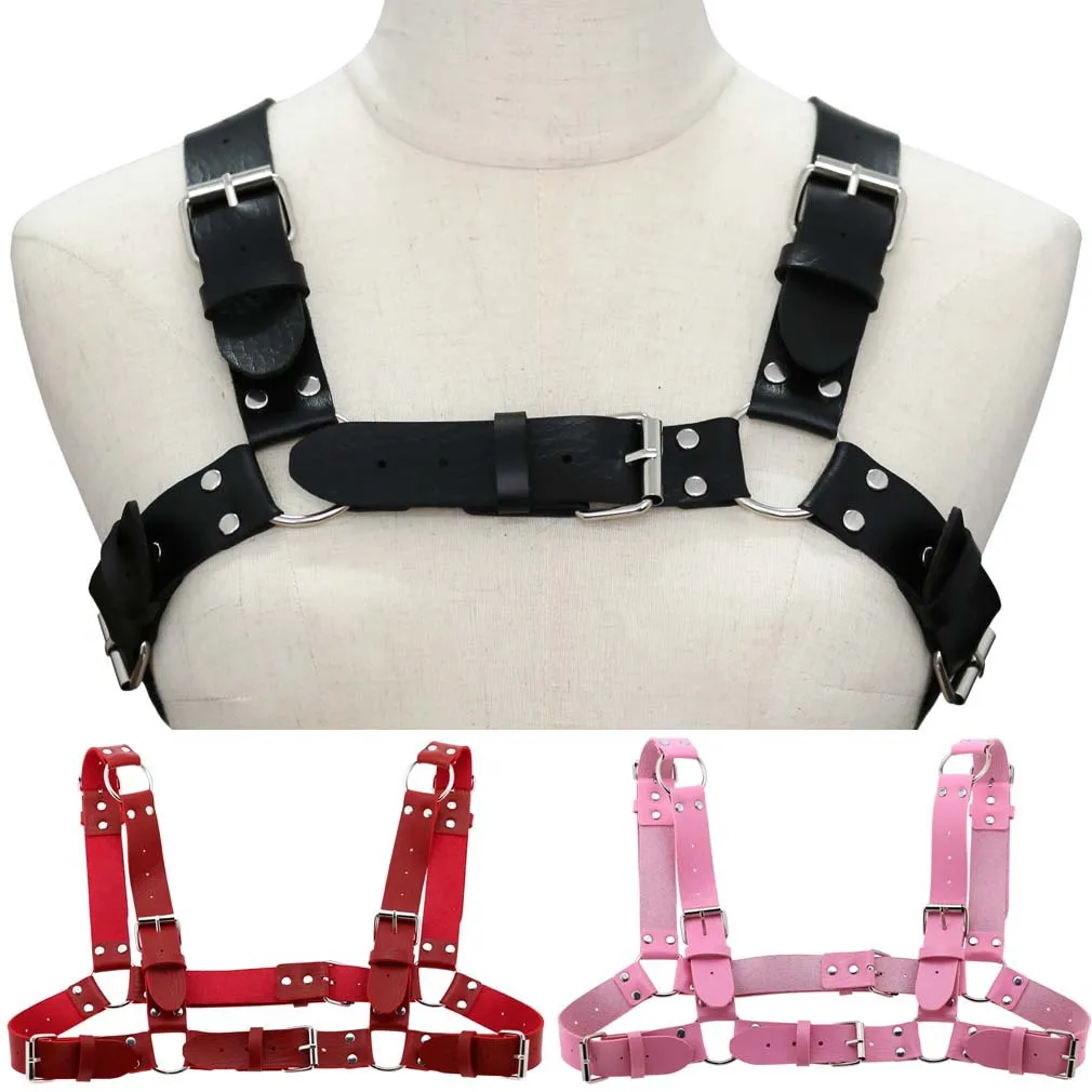 

Sexy Punk Chest Harness Adjustable Caged Metal Body Chain PU Leather Choker Statement Necklace Party Clubwear Women Men