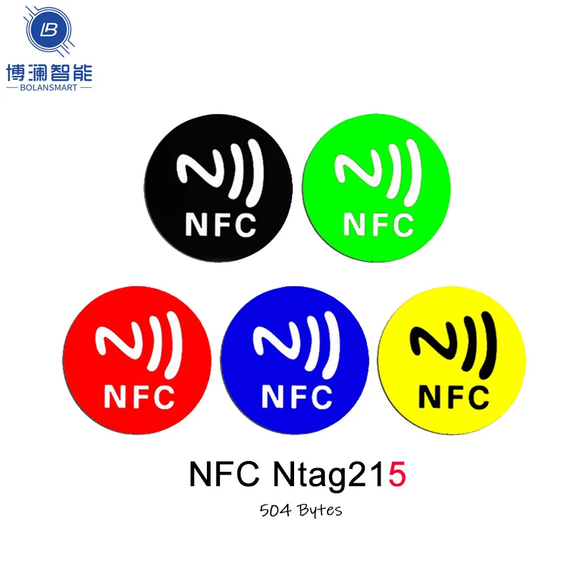 

5pcs 13.56MHz NFC Ntag215 TAG Sticker Universal Label RFID Token Ultralight 540 Bytes NTAG 215 Labels 25mm Diameter Customizable