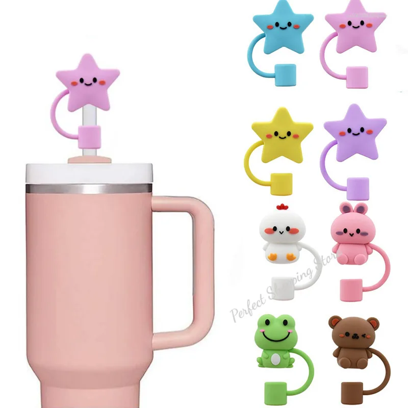 Straw Covers 10mm for Stanley Cup Reusable Silicone Straw Topper Compatible with 30&40 Oz Tumbler Dust-Proof Tips Lids
