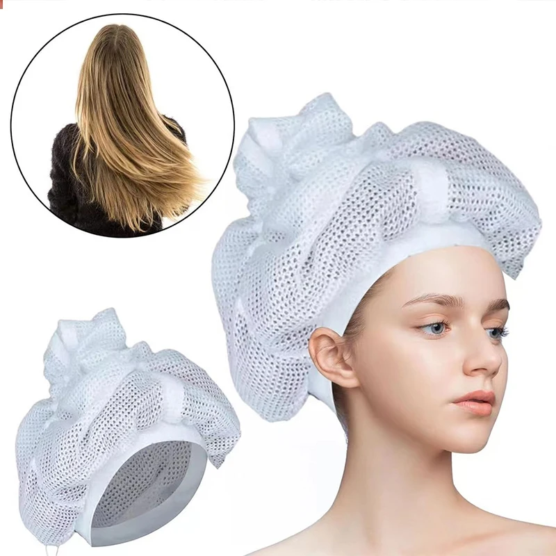 5packs satin sleeping cap soft night sleep caps satin bonnets wide elastic band salon bonnet hair loss sleeping cap for women Portable Soft Hair Drying Cap Bonnet Hood Hat Blow Dryer Attachment Dry Hair Cream Cap wholesale satin bonnets hair dryer cap