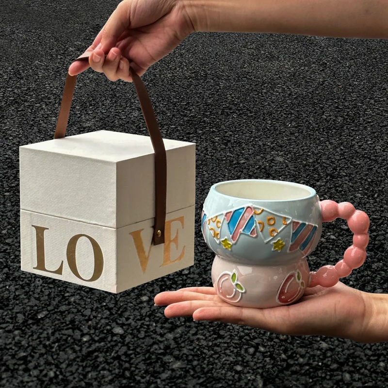 thumbnail image 1 of Taza de café de estilo coreano, taza de té, taza creativa, tazas de leche de cerámica, tazas de café de porcelana, tazas de cerámica al por mayor, regalo de cumpleaños, 1 of 5