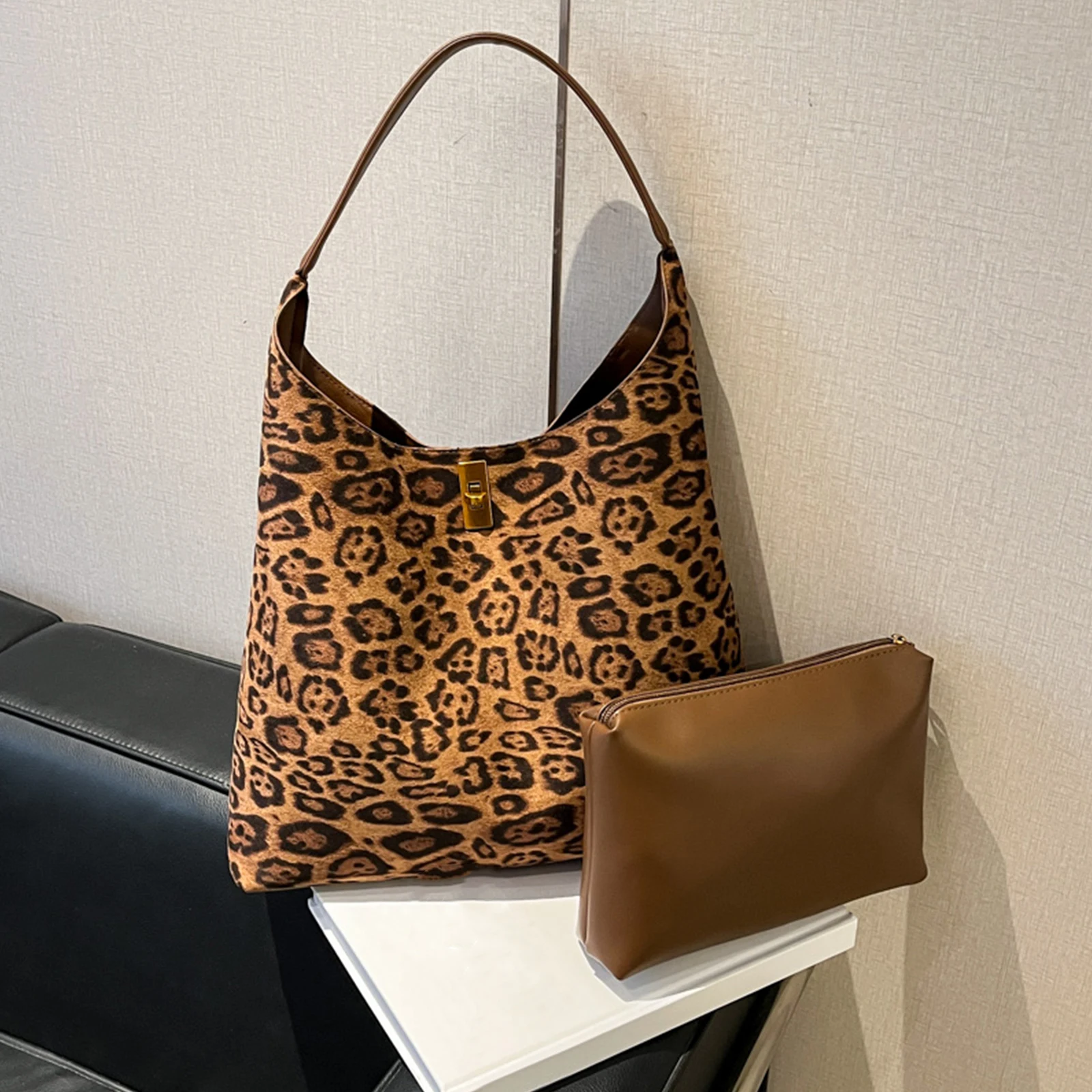 Women Faux Suede Shoulder Bag Handbag Top-Handle Bag Large Capacity for Travel Shopping Daily Use